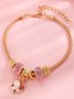 Brust Marker echt Golden Galvanisiert Pink Band Damen Gesundheit Perle Armband Halskette Set ins Shambhala Schmuck