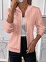 Damen Frühling/Herbst Oberbekleidung Retro Jacquard Unifarben Langarm Kapuze Jacke