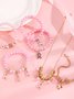 Brust Marker echt Golden Galvanisiert Pink Band Damen Gesundheit Perle Armband Halskette Set ins Shambhala Schmuck