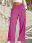 Damen Unifarben Lang Elastische Taille Hose Lässig Frühling/Herbst Hose
