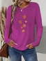 Damen Ahornblatt Langarm T-Shirts T-Shirt Rundhals Print Lässig Frühling/Herbst T-Shirt mit Grafik Oberteile