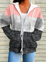 Damen Frühling/Herbst Oberbekleidung Lässig Print Multifarben Block Langarm Kapuze Jacke
