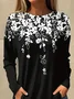 Damen Geblümt Langarm T-Shirts T-Shirt Rundhals Print Lässig Frühling/Herbst T-Shirt mit Grafik Oberteile