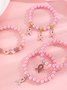 Brust Marker echt Golden Galvanisiert Pink Band Damen Gesundheit Perle Armband Halskette Set ins Shambhala Schmuck