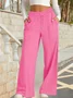 Damen Unifarben Lang Elastische Taille Hose Lässig Frühling/Herbst Hose