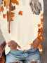 Damen Ahornblatt Langarm T-Shirts T-Shirt Rundhals Print Lässig Frühling/Herbst T-Shirt mit Grafik Oberteile