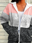 Damen Frühling/Herbst Oberbekleidung Lässig Print Multifarben Block Langarm Kapuze Jacke