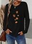 Damen Ahornblatt Langarm T-Shirts T-Shirt Rundhals Print Lässig Frühling/Herbst T-Shirt mit Grafik Oberteile