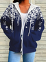 Damen Frühling/Herbst Oberbekleidung Lässig Print Geblümt Langarm Kapuze Jacke