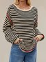 Damen Gestreift Nahtverarbeitung Winter Straße Langarm Rundhals Pullover