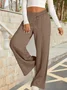Damen Unifarben Lang Elastische Taille Hose Lässig Frühling/Herbst Hose