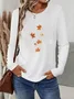 Damen Ahornblatt Langarm T-Shirts T-Shirt Rundhals Print Lässig Frühling/Herbst T-Shirt mit Grafik Oberteile