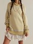 Damen Gestreift Nahtverarbeitung Winter Straße Langarm Rundhals Pullover