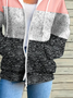 Damen Frühling/Herbst Oberbekleidung Lässig Print Multifarben Block Langarm Kapuze Jacke