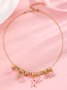 Brust Marker echt Golden Galvanisiert Pink Band Damen Gesundheit Perle Armband Halskette Set ins Shambhala Schmuck
