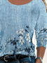 Damen Geblümt Langarm T-Shirts T-Shirt Rundhals Print Lässig Frühling/Herbst T-Shirt mit Grafik Oberteile