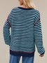 Damen Gestreift Nahtverarbeitung Winter Straße Langarm Rundhals Pullover