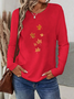 Damen Ahornblatt Langarm T-Shirts T-Shirt Rundhals Print Lässig Frühling/Herbst T-Shirt mit Grafik Oberteile
