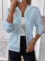 Damen Frühling/Herbst Oberbekleidung Retro Jacquard Unifarben Langarm Kapuze Jacke