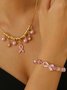 Brust Marker echt Golden Galvanisiert Pink Band Damen Gesundheit Perle Armband Halskette Set ins Shambhala Schmuck
