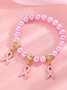 Brust Marker echt Golden Galvanisiert Pink Band Damen Gesundheit Perle Armband Halskette Set ins Shambhala Schmuck