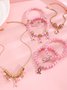 Brust Marker echt Golden Galvanisiert Pink Band Damen Gesundheit Perle Armband Halskette Set ins Shambhala Schmuck