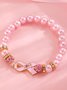 Brust Marker echt Golden Galvanisiert Pink Band Damen Gesundheit Perle Armband Halskette Set ins Shambhala Schmuck