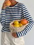 Damen Gestreift Nahtverarbeitung Frühling/Herbst Straße Langarm Rundhals Pullover