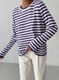 Damen Gestreift Nahtverarbeitung Frühling/Herbst Straße Langarm Rundhals Pullover
