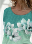 Damen Geblümt Langarm T-Shirts T-Shirt Rundhals Print Lässig Frühling/Herbst T-Shirt mit Grafik Oberteile