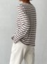 Damen Gestreift Nahtverarbeitung Frühling/Herbst Straße Langarm Rundhals Pullover