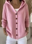 Damen Unifarben Langarm Kapuze Lässig Frühling/Herbst Strickjacke Oberbekleidung