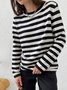 Damen Gestreift Nahtverarbeitung Frühling/Herbst Straße Langarm Rundhals Pullover