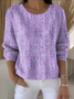 Damen Pflanzen Frühling/Herbst Retro Langarm Rundhals Baumwolle Pullover