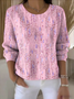 Damen Pflanzen Frühling/Herbst Retro Langarm Rundhals Baumwolle Pullover
