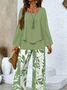Damen Geblümt Print Zweiteiliges Set Täglich Langarm Lässig Frühling/Herbst Bluse mit Hose Matching Set