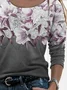 Damen Geblümt Langarm T-Shirts T-Shirt Rundhals Print Lässig Frühling/Herbst T-Shirt mit Grafik Oberteile