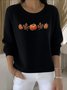 Damen Pflanzen Frühling/Herbst Retro Langarm Rundhals Baumwolle Pullover