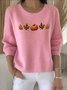 Damen Pflanzen Frühling/Herbst Retro Langarm Rundhals Baumwolle Pullover