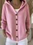 Damen Unifarben Langarm Kapuze Lässig Frühling/Herbst Strickjacke Oberbekleidung