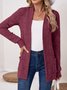 Damen Unifarben Frühling/Herbst Aufdecken Retro Nahtverarbeitung Leicht Strickjacke