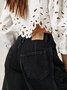 Schnalle Baumwolle Weit Lässig Damen Weit Hose mit Weitem Bein Mitte-niedrig Erheben Gewaschen Krummsäbel Hose Jeans