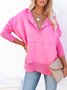 Damen Unifarben Kapuze Nahtverarbeitung Retro Frühling/Herbst Langarm Sweatshirt