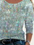 Damen Abstrakt Langarm T-Shirts T-Shirt Rundhals Print Lässig Frühling/Herbst T-Shirt mit Grafik Oberteile