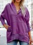 Damen Unifarben Kapuze Nahtverarbeitung Retro Frühling/Herbst Langarm Sweatshirt