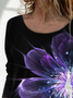 Damen Abstrakt Langarm T-Shirts T-Shirt Rundhals Print Lässig Frühling/Herbst T-Shirt mit Grafik Oberteile