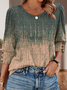 Damen Geometrisch Langarm T-Shirts T-Shirt V-Ausschnitt Print Retro Frühling/Herbst Oberteile