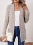 Damen Unifarben Frühling/Herbst Aufdecken Retro Nahtverarbeitung Leicht Strickjacke