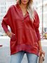 Damen Unifarben Kapuze Nahtverarbeitung Retro Frühling/Herbst Langarm Sweatshirt