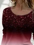 Damen Farbverlauf Langarm T-Shirts T-Shirt Rundhals Print Lässig Frühling/Herbst T-Shirt mit Grafik Oberteile
